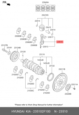 Hyundai Santa FE Шатун поршня 235102F100 HYUNDAI KIA