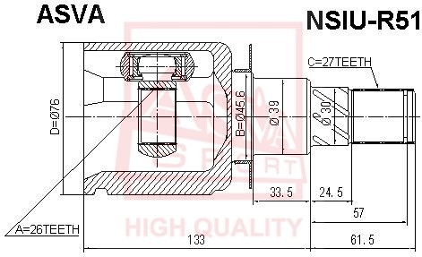 Nissan Pathfinder R51 05- ШРУС внутренний л=п NSIU-R51 ASVA