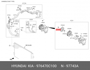 Болт шкива АС Solaris/Rio 976470C100 HYUNDAI KIA