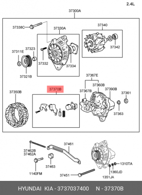 Hyundai Sonata, Tucson, Santa Fe 2,7L Регулятор напряжения 3737037400 HYUNDAI KIA