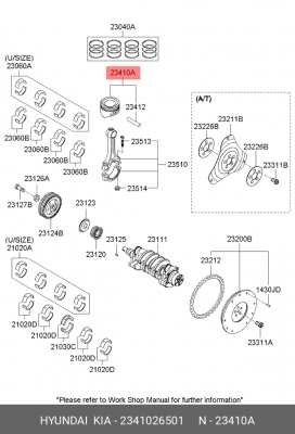 Hyundai/Kia поршень в сборе c пальцем STD 2341026501 HYUNDAI KIA