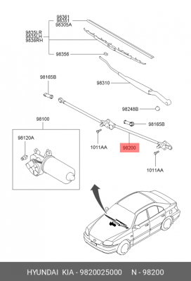 Hyundai Accent Трапеция стеклоочистителя 9820025000 HYUNDAI KIA