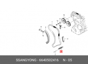 SS Kyron 2.0D/Actyon 2.0D успокоитель цепи ГРМ 6640502416 SSANG YONG