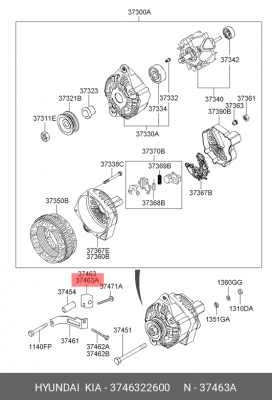 Hyundai Гайка натяжения генератора 3746322600 HYUNDAI KIA