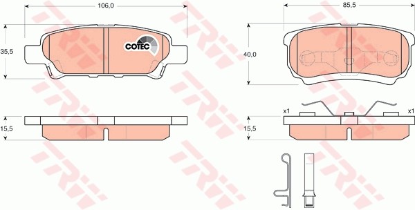 Mitsubishi Lancer  9,10, Outlander c 3гг   колодки задние GDB3341 TRW