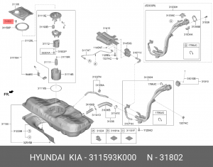 БОЛТ M6 311593K000 HYUNDAI KIA