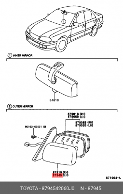 Toyota RAV4 2011- крышка зеркала левая 87945-42060-J0 TOYOTA