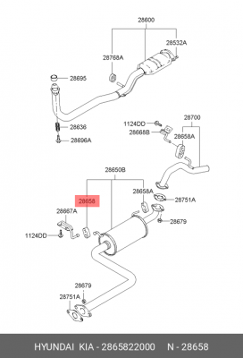Hyundai Accent, Getz, Matrix, Rio резинка крепления глушителя / Matiz резонатора 2865822000 HYUNDAI KIA