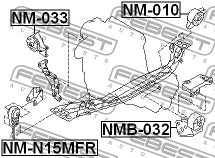 Nissan Almera N15 опора ДВС задняя NM-010 FEBEST
