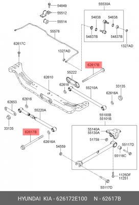 Hyundai Matrix/Elantra 00-05/Tucson 2WD Болт крепления рычага зад поперечн 626172E100 HYUNDAI KIA