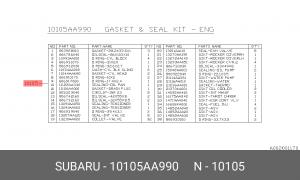 Subaru EJ204 к-т прокладок ДВС 10105AA990 SUBARU