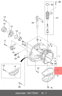 Chevrolet Lacetti/Nexia/Lanos -08 Прокладка поддона КПП (10 отв.) 96179241 DAEWOO