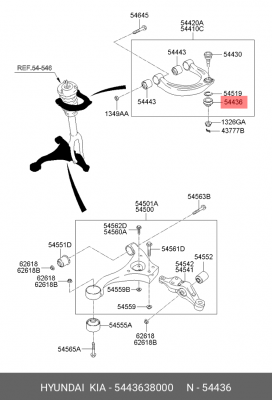 Hyundai Sonata EF пыльник верхней шаровой опоры 5443638000 HYUNDAI KIA