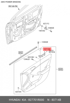 Заглушка обивки двери 827701R000 HYUNDAI KIA