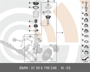 BMW 3 (E90) 05- пыльник переднего амортизатора 31 30 6 798 248 BMW