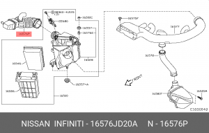Nissan Qashqai воздуховод воздушного фильтра боковой 16576-JD20A NISSAN INFINITI