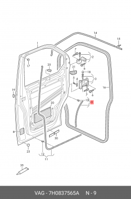 VAG Transporter V уплотнитель двери пер. лев. 7H0 837 565 A VAG