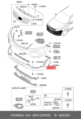 Kia Sorento 11- Накладка бампера перед. нижняя 865122P000 HYUNDAI KIA