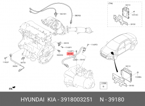 Hyundai Solaris 17- 1.4(kappa) датчик положение коленвала 3918003251 HYUNDAI KIA