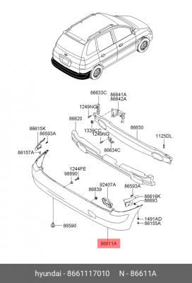 Hyundai Matrix Бампер задний 8661117010 HYUNDAI KIA