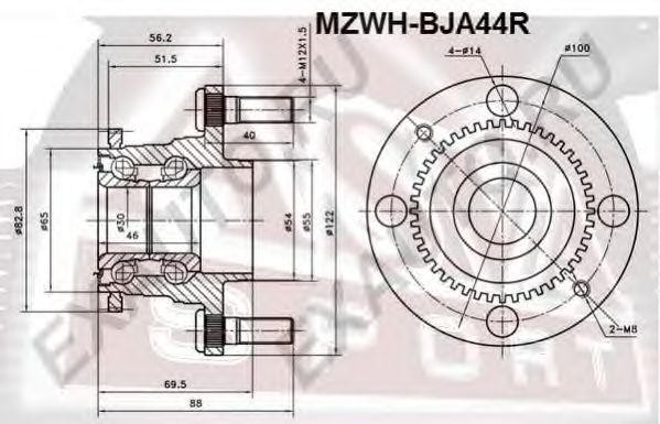 MAZDA 323 BJ 1998-2004 ступица задняя MZWH-BJA44R ASVA