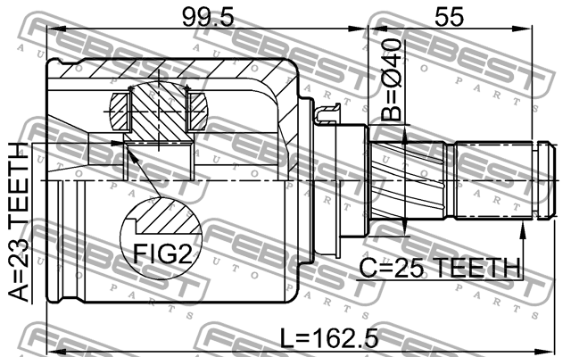 Nissan Sunny шрус внутренний 0211-JP16 FEBEST