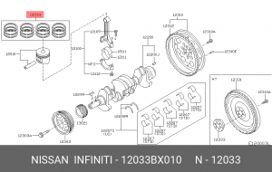 Nissan Note 1.4 поршневые кольца, к-т 12033BX010 NISSAN INFINITI