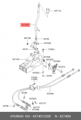 РЫЧАГ ПЕРЕКЛЮЧЕНИЯ ПЕРЕДАЧ КПП 437401C000 HYUNDAI KIA