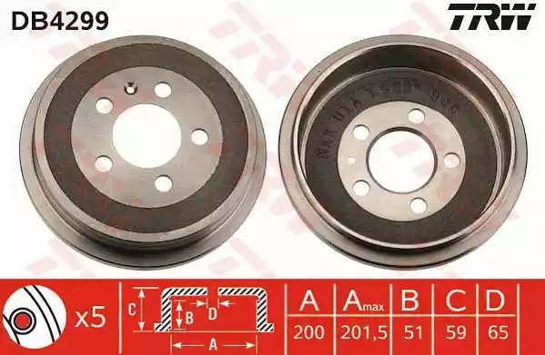 VAG Fabia барабан тормозной DB4299 TRW