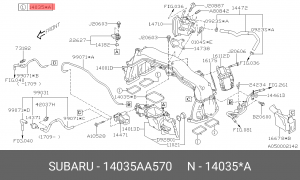 Subaru Прокладка впускного коллектора (резиновая) 14035AA570 SUBARU