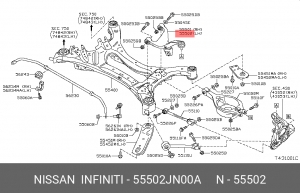 Nissan Teana J32 рычаг задний верхний левый (NISSAN) 55502JN00A NISSAN INFINITI