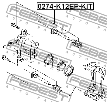 Nissan Note, Micra пальцы + пыльники переднего суппорта 0274-K12EF-KIT FEBEST