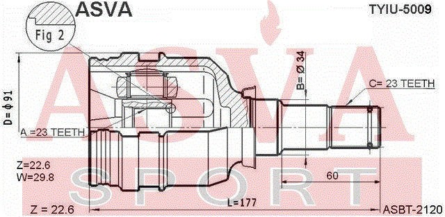 TOYOTA COROLLA E9 /COROLLA II ШРУС ВНУТРЕННИЙ 23x34x23 TYIU-5009 ASVA