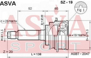 ШРУС НАРУЖНЫЙ 19X49X25 SZ-19 ASVA