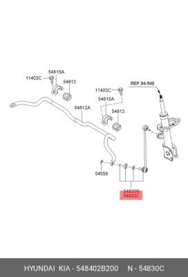 Hyundai SantaFe 10 Стойка стабилизатора передняя правая 54840-2B200 HYUNDAI KIA
