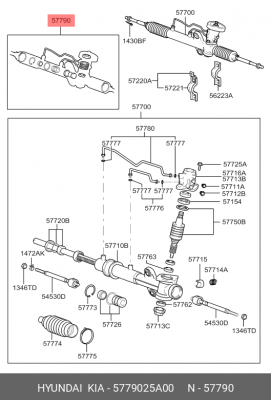 Hyundai Accent Рем.к-т рулевой рейки 5779025A00 HYUNDAI KIA