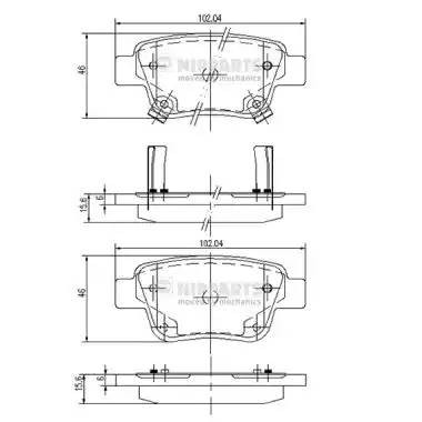 Toyota Avensis (T250) колодка тормозная задняя дисковая J3612030 H B JAKOPARTS NIPPARTS