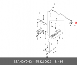 SS Actyon 11- Скоба втулки заднего стаб-ра 1513260026 SSANG YONG
