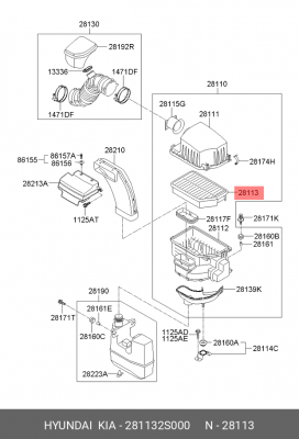 Kia Sportage 10-/ Ix35/i40 Фильтр воздушный 28113-2S000 HYUNDAI KIA