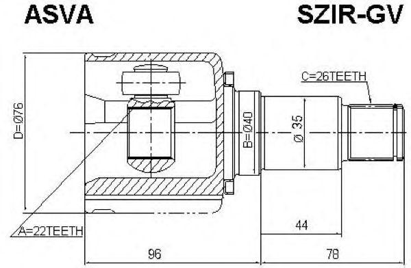 Suzuki Grand Vitara 05- ШРУС внутренний правый SZIR-GV ASVA