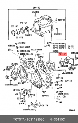 Toyota сальник хвостовика переднего редуктора и раздатки оригинал TOYOTA 90311-38090 TOYOTA
