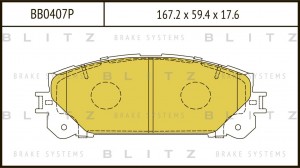 Lexus RX270\350\450H 09-, NX 14-, Toyota Highlander 08-14- тормозные колодки пер BB0407P BLITZ