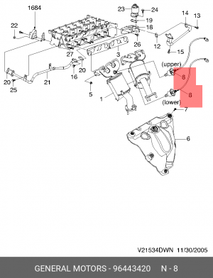 Chevrolet Epica датчик кислородный верхний 96443420 GENERAL MOTORS