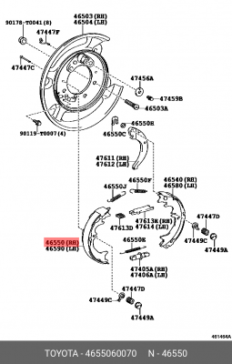 TOYOTA LC Колодка стояночного тормоза передняя 46550-60070 TOYOTA