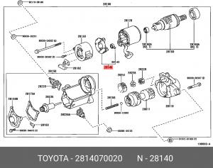 Honda, Toyota Щётки стаpтеpа (узел) 28140-70020 TOYOTA