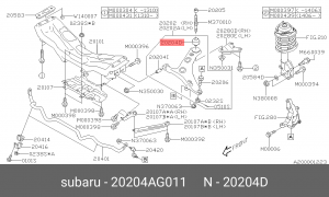Subaru Impreza/Legacy 06> задний сайлентблок переднего рычага 20204-AG011 SUBARU