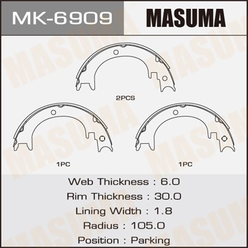 Mitsubishi Pajero колодки стояночного тормоза MK6909 MASUMA