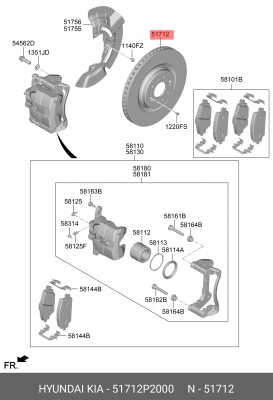 Диск тормоз.передний 51712P2000 HYUNDAI KIA
