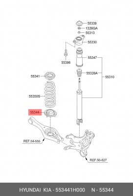 Kia Ceed 07-11 Прокладка пружины задняя 553441H000 HYUNDAI KIA
