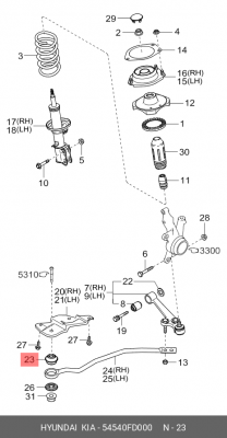 Kia Rio 02-05 Сайлентблок передней продольной тяги 54540FD000 HYUNDAI KIA